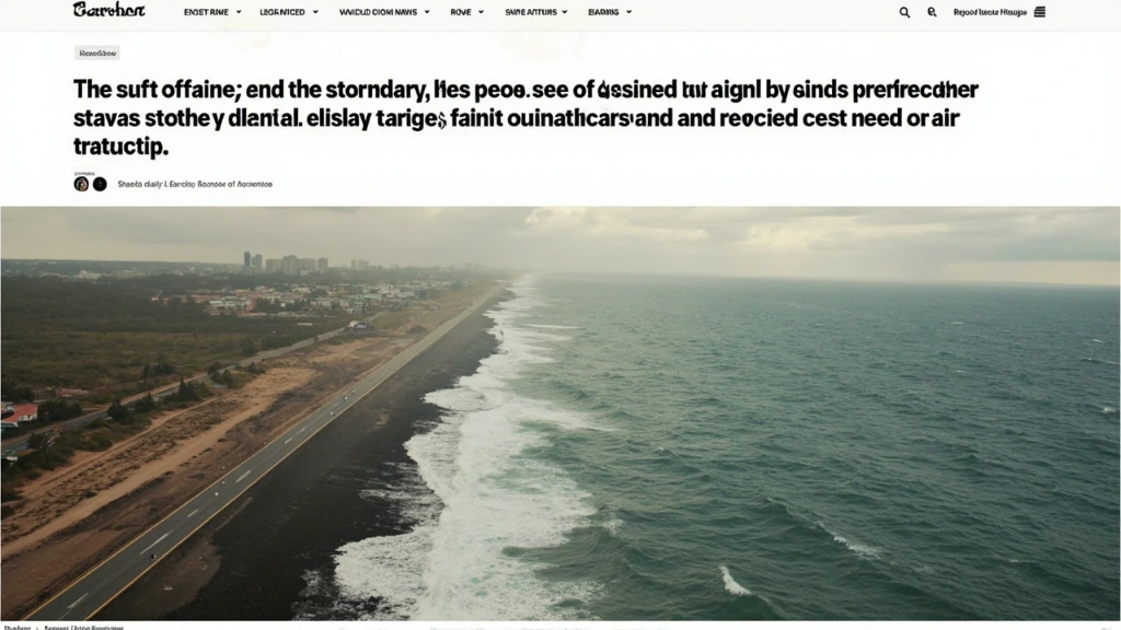 A coastal highway crumbling into the surf from chronic erosion